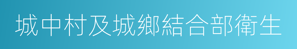 城中村及城鄉結合部衛生的同義詞