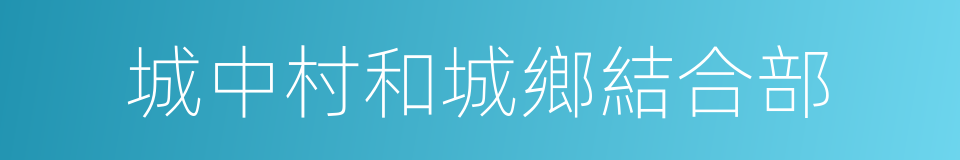 城中村和城鄉結合部的同義詞