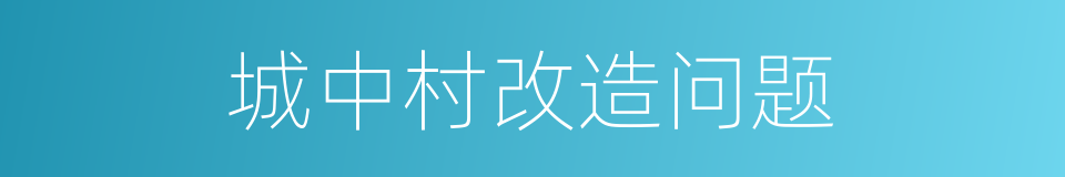 城中村改造问题的同义词