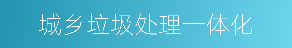 城乡垃圾处理一体化的同义词