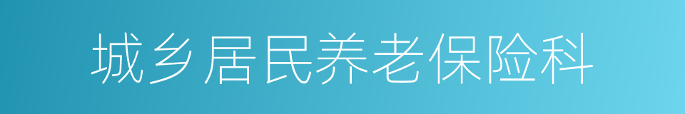城乡居民养老保险科的同义词