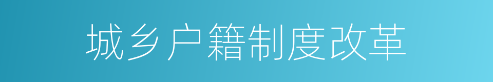 城乡户籍制度改革的同义词