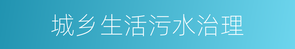 城乡生活污水治理的同义词