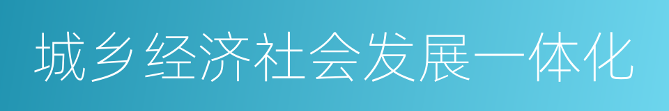 城乡经济社会发展一体化的同义词