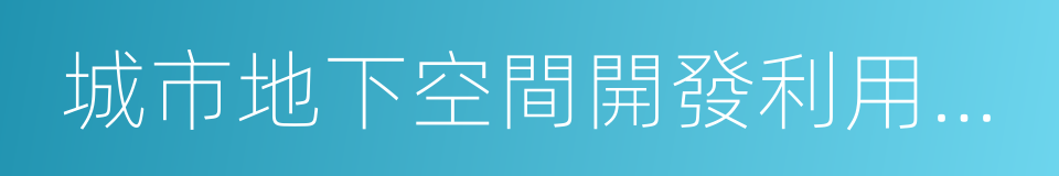 城市地下空間開發利用管理規定的同義詞