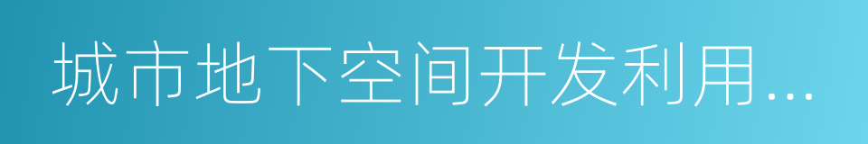 城市地下空间开发利用管理规定的同义词