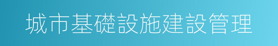 城市基礎設施建設管理的同義詞