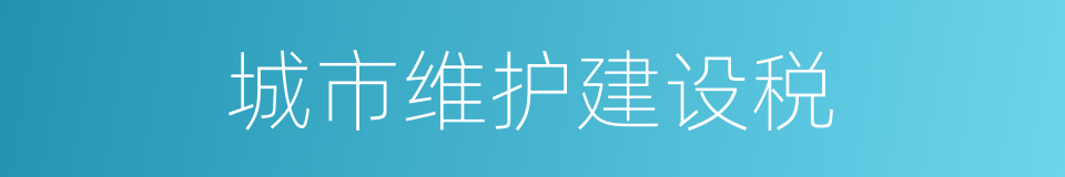 城市维护建设税的意思