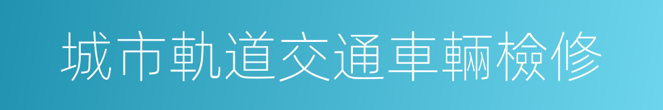 城市軌道交通車輛檢修的同義詞