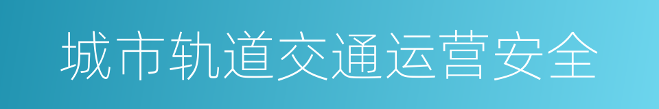 城市轨道交通运营安全的同义词