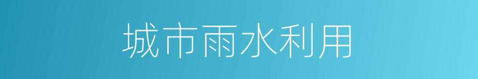 城市雨水利用的同义词