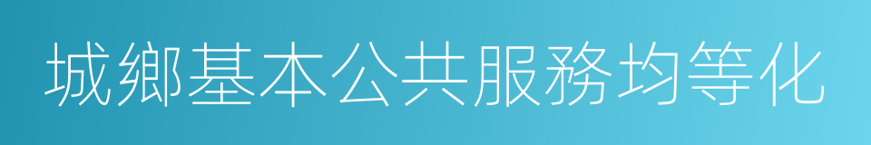 城鄉基本公共服務均等化的同義詞