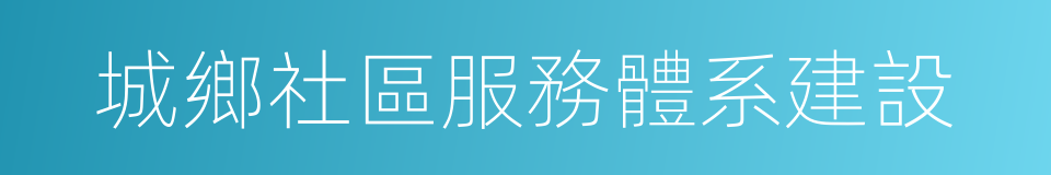 城鄉社區服務體系建設的同義詞