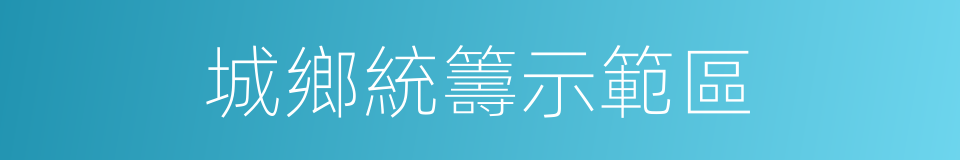 城鄉統籌示範區的同義詞