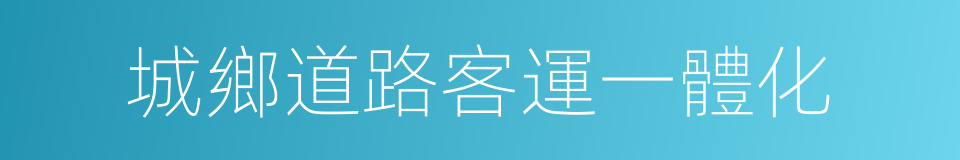 城鄉道路客運一體化的同義詞