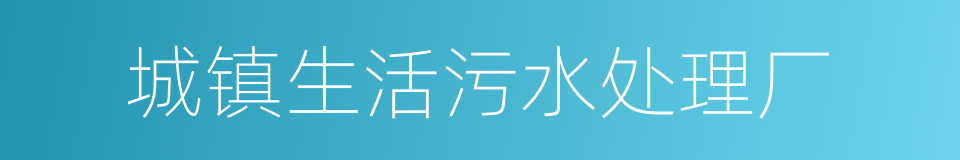 城镇生活污水处理厂的同义词