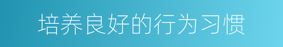 培养良好的行为习惯的同义词