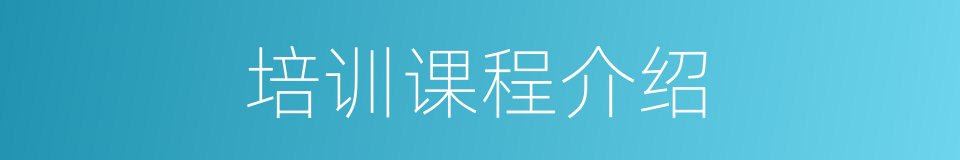 培训课程介绍的同义词