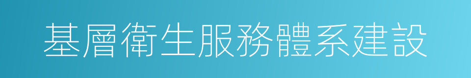 基層衛生服務體系建設的同義詞