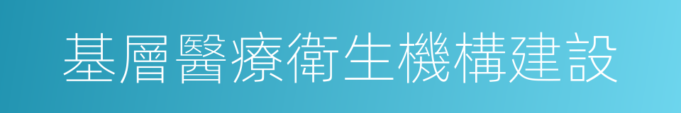 基層醫療衛生機構建設的同義詞