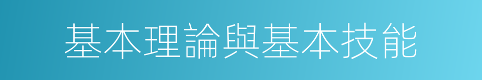 基本理論與基本技能的同義詞