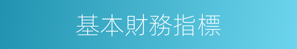 基本財務指標的同義詞