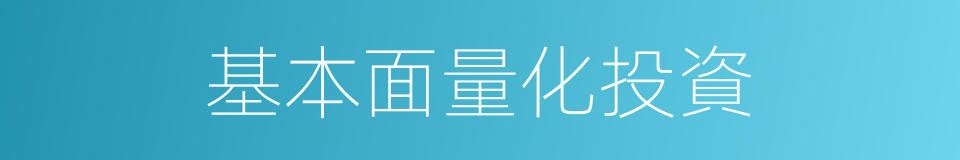 基本面量化投資的同義詞