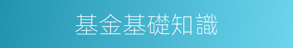 基金基礎知識的同義詞
