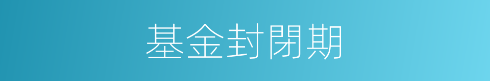 基金封閉期的同義詞