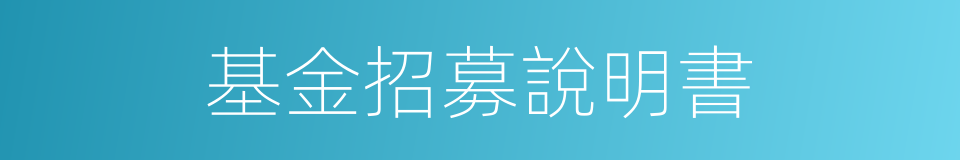 基金招募說明書的同義詞