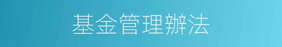 基金管理辦法的同義詞