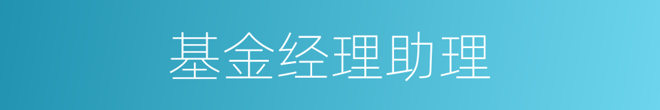 基金经理助理的同义词