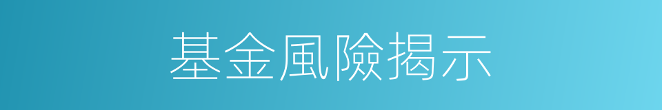 基金風險揭示的同義詞