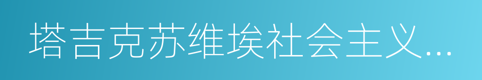 塔吉克苏维埃社会主义共和国的同义词