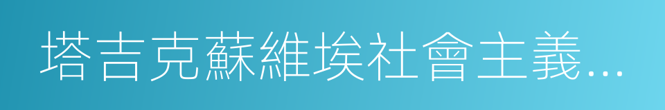 塔吉克蘇維埃社會主義共和國的同義詞