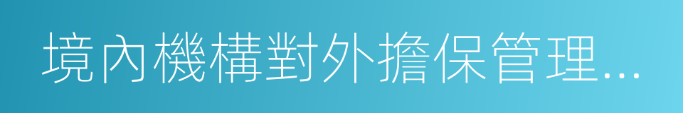 境內機構對外擔保管理辦法實施細則的同義詞