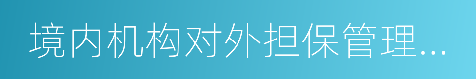 境内机构对外担保管理办法的同义词