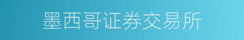 墨西哥证券交易所的同义词