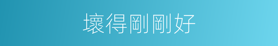 壞得剛剛好的同義詞