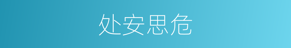 处安思危的意思