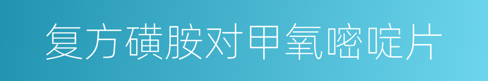 复方磺胺对甲氧嘧啶片的同义词