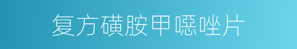 复方磺胺甲噁唑片的同义词
