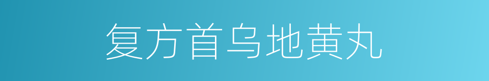 复方首乌地黄丸的意思