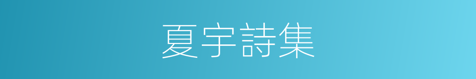 夏宇詩集的同義詞