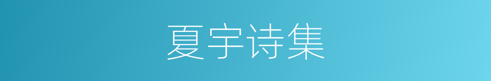 夏宇诗集的同义词