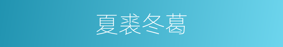 夏裘冬葛的意思
