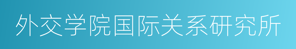 外交学院国际关系研究所的同义词