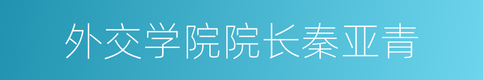 外交学院院长秦亚青的同义词