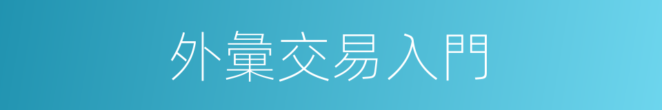 外彙交易入門的同義詞