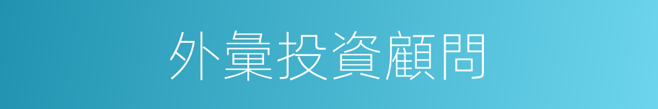 外彙投資顧問的同義詞